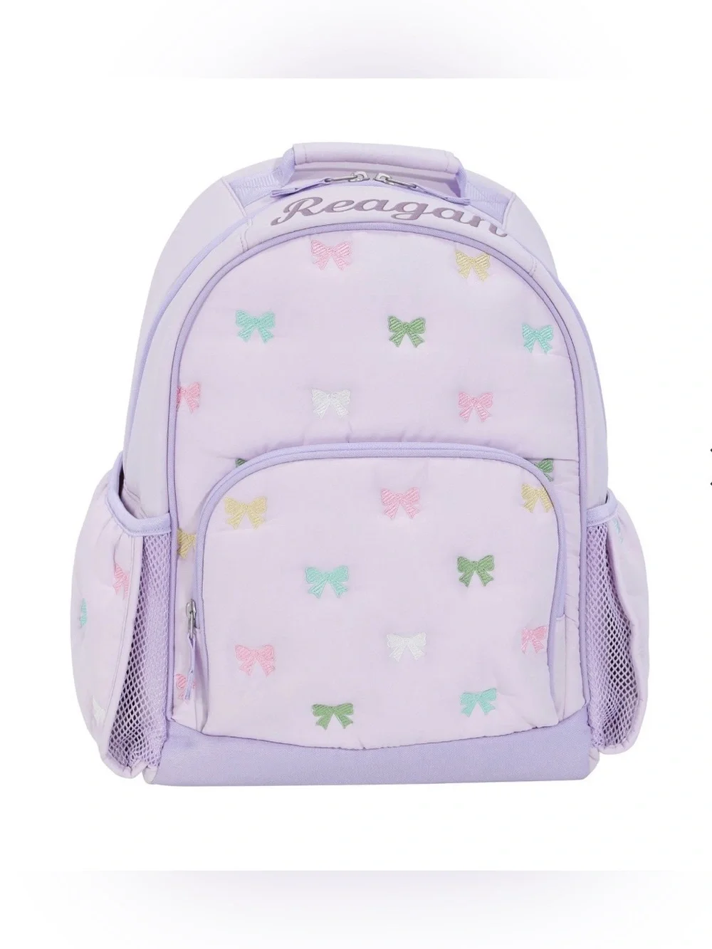 New Pottery Barn Mackenzie Puffer Lavender Bows Backpack Size Small